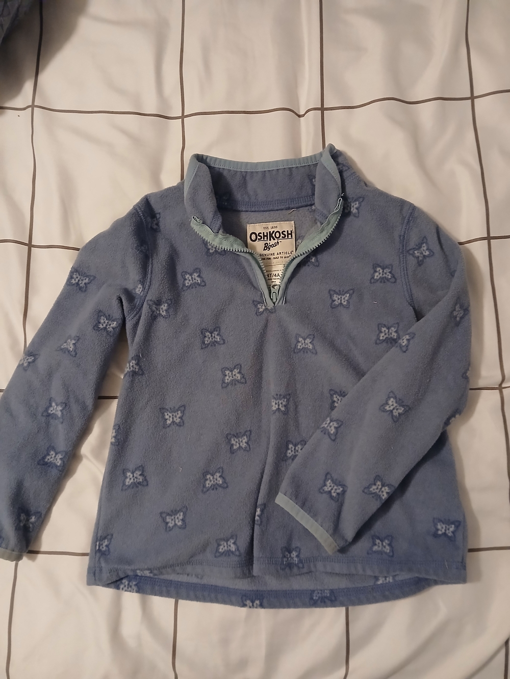 OshKosh B'gosh 4t Blue Butterfly Half-Zip Fleece Pullover